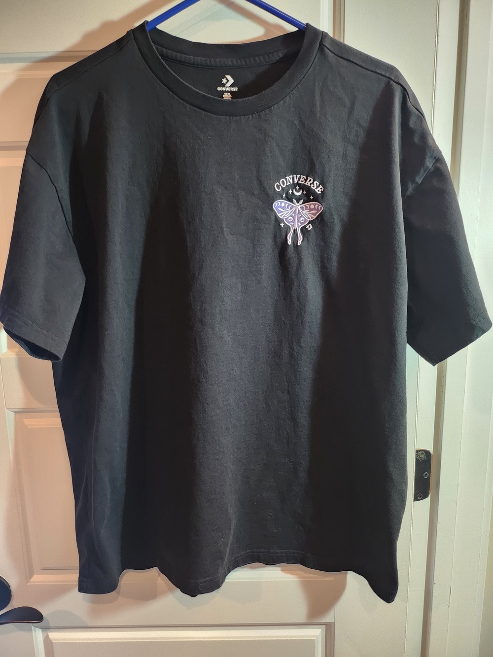 Converse Black T-Shirt with Purple  Butterfly Chest Logo